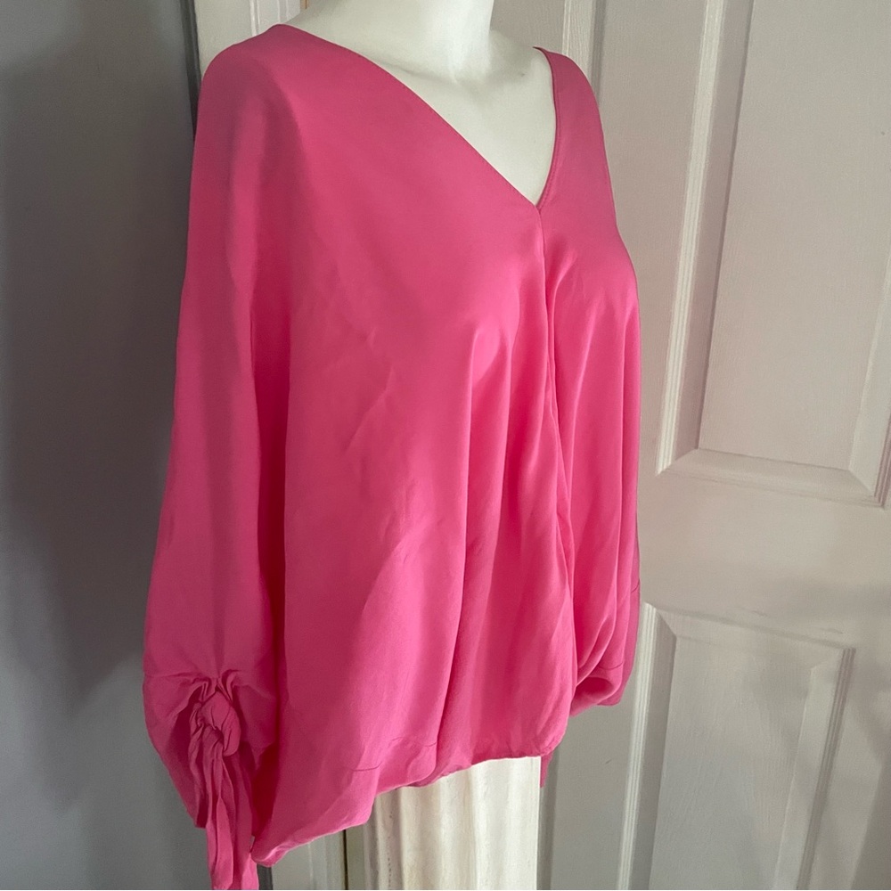 Zara Hot Pink Dolman and Long Sleeve Blouse. Tie sleeves. XL